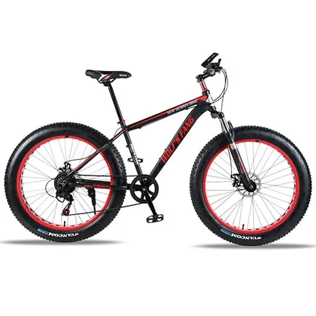wolf's fang bicycle Mountain Bike 7/21speed 26"X 4.0" fat bike road bikes  Mechanical Disc Brake Spring Fork Alloy wheels bike