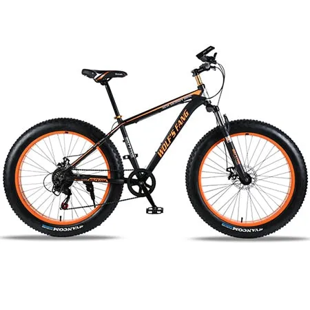 wolf's fang bicycle Mountain Bike 7/21speed 26"X 4.0" fat bike road bikes  Mechanical Disc Brake Spring Fork Alloy wheels bike
