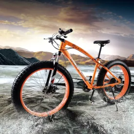 wolf's fang bicycle Mountain Bike 7/21speed 26"X 4.0" fat bike road bikes  Mechanical Disc Brake Spring Fork Alloy wheels bike