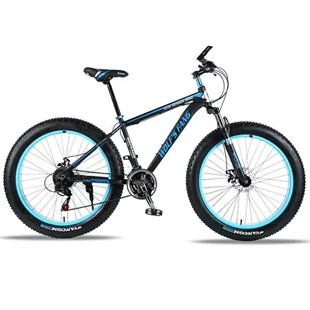 wolf's fang bicycle Mountain Bike 7/21speed 26"X 4.0" fat bike road bikes  Mechanical Disc Brake Spring Fork Alloy wheels bike