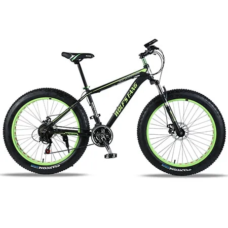 wolf's fang bicycle Mountain Bike 7/21speed 26"X 4.0" fat bike road bikes  Mechanical Disc Brake Spring Fork Alloy wheels bike