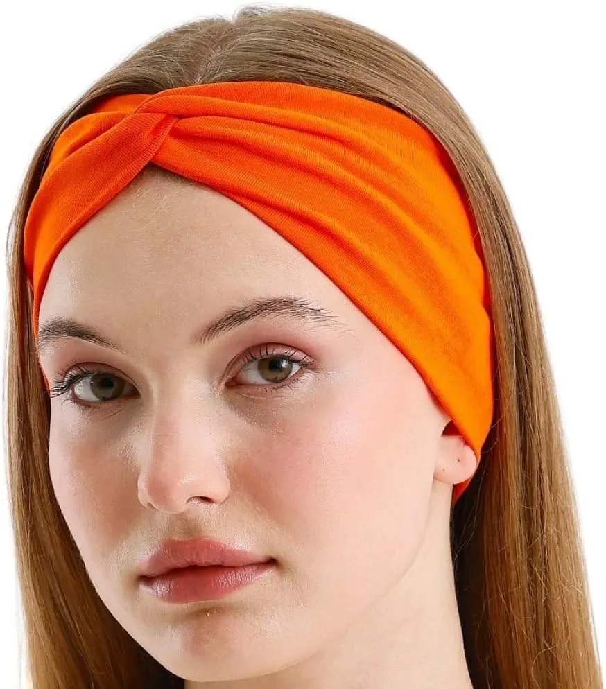 Women's Stretchy Twist Headbands, Solid Color, Non-Slip for Yoga, Workout, Running